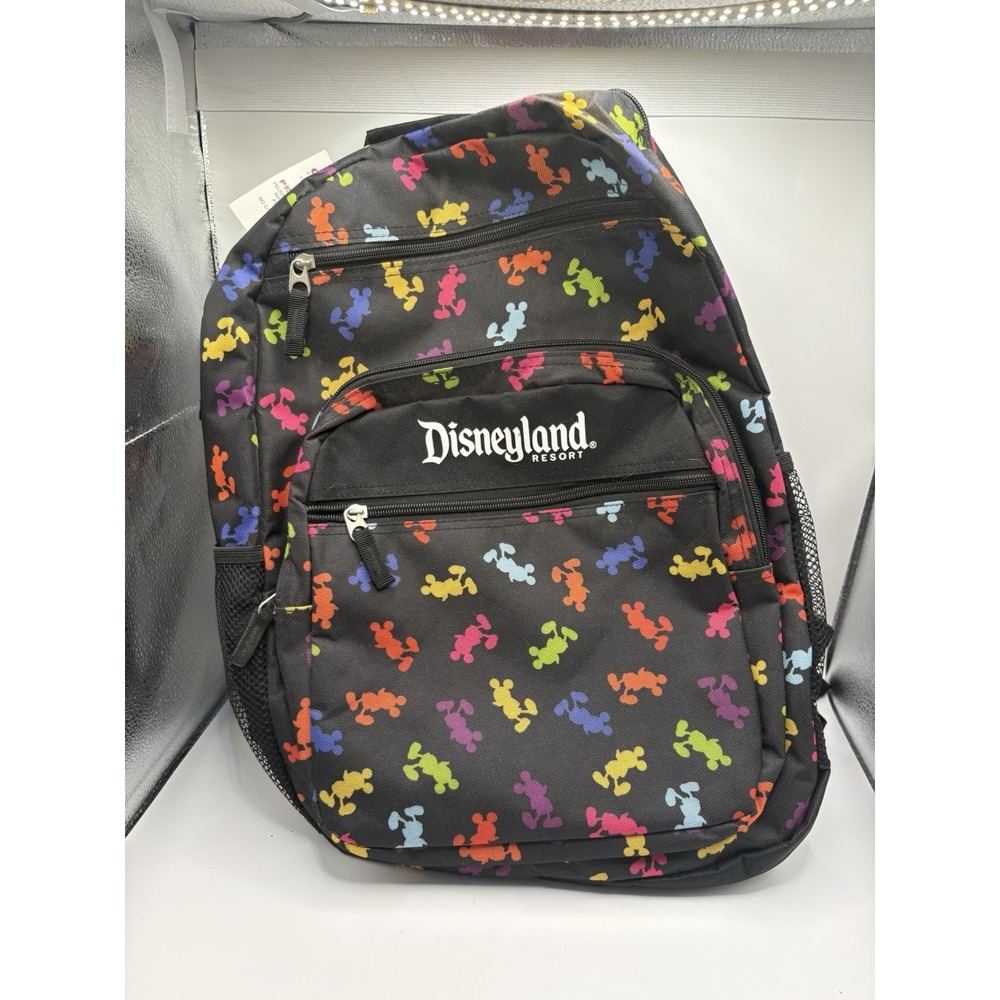 NWT Disneyland Parks Backpack Rainbow Mickey Black Colorful NEW